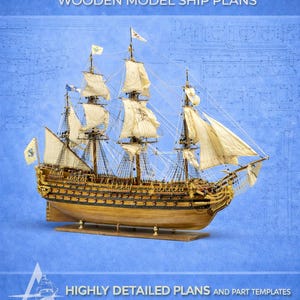 Royal Louis Wooden Ship Model Plans, 1:60 Scale (Instant Download)