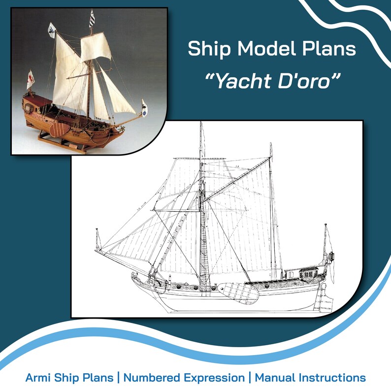Yacht D'oro Wooden Ship Model Assembly Plans | 3 High-resolution Sheets ...