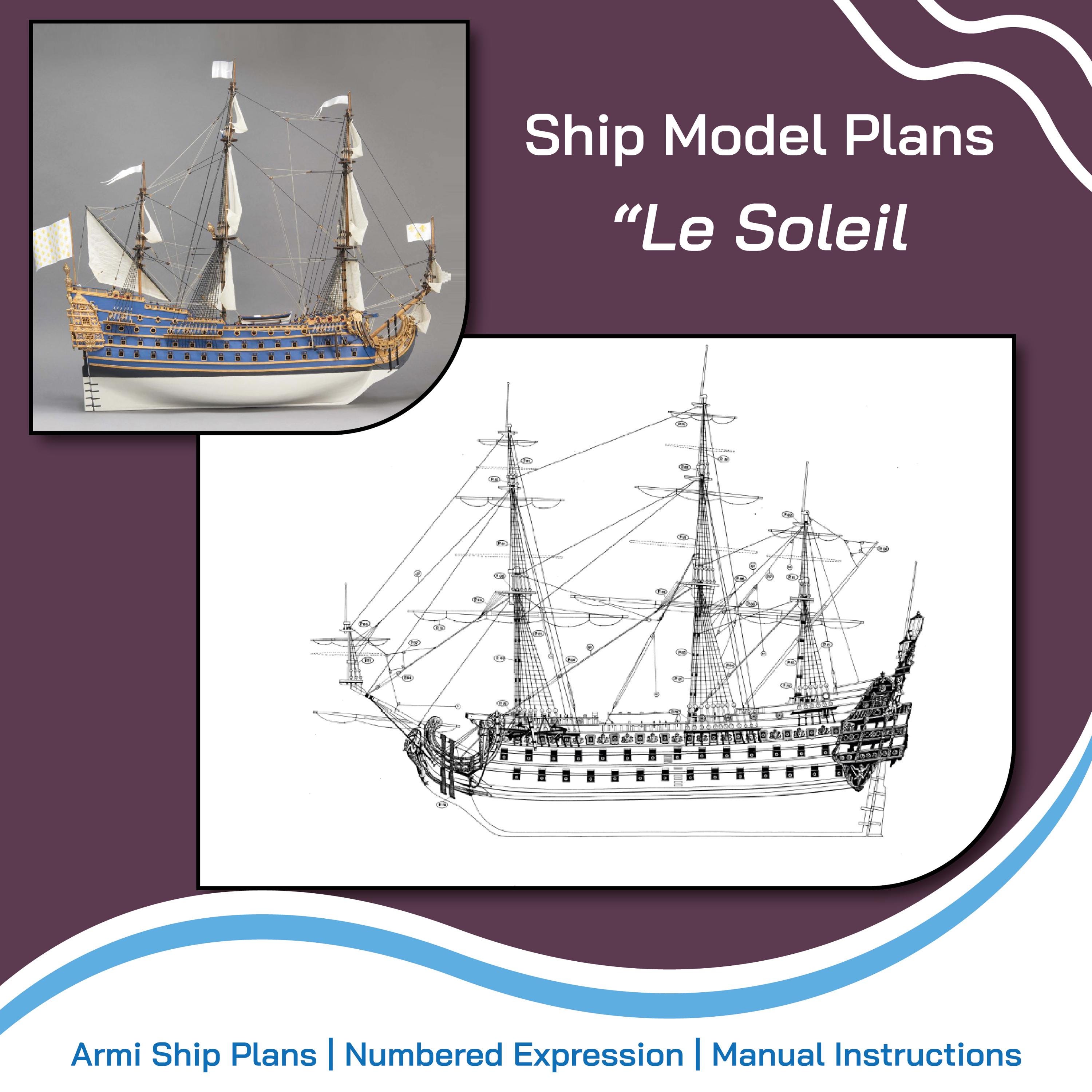 Le Soleil Royal Wooden Ship Model Plans, 1:60 Scale (Digital