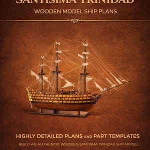 Planos de maqueta de barco de madera Santísima Trinidad, escala 1:60 (descarga digital)