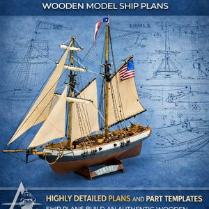 Newport Baltimore Clipper Wooden Ship Model Plans, 1:60 Scale (Instant Download)