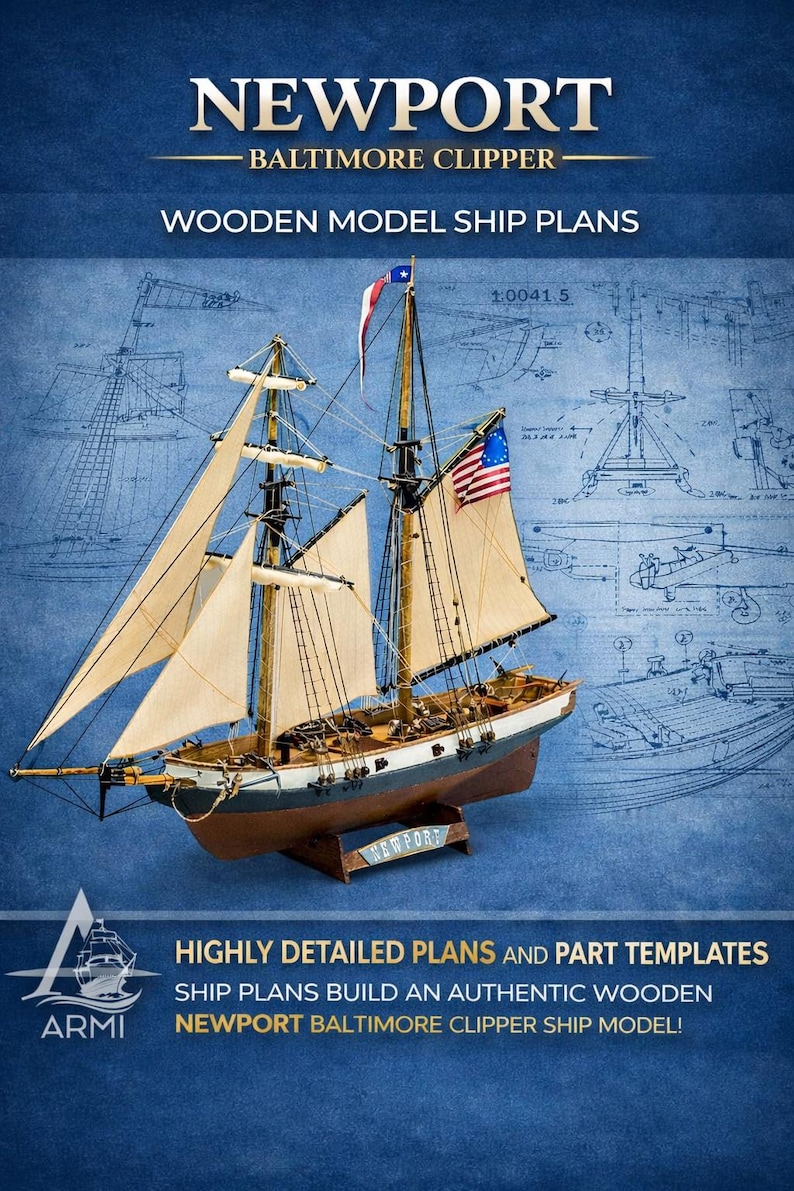 Newport Baltimore Clipper Wooden Ship Model Plans, 1:60 Scale (instant ...