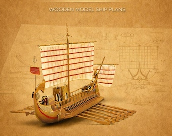 Caesar Roman Bireme Wooden Ship Model Plans (Digital Download)