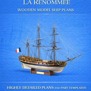La Renommee Wooden Ship Model Plans, 1:60 Scale (PDF-TIF Download)