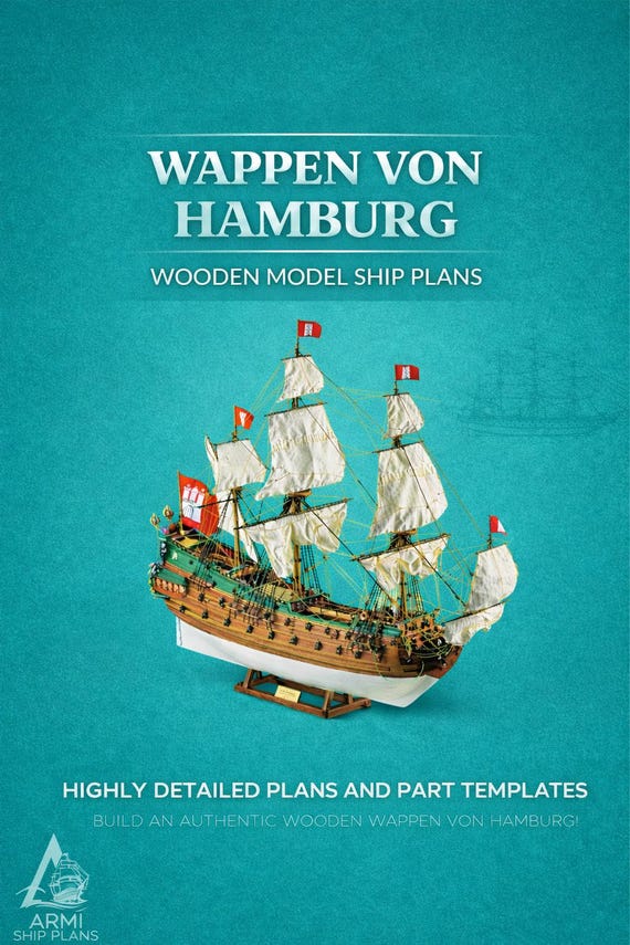 【アル様】専用木製帆船模型　モボ社 Wappen von Hamburg Wappen Von Hamburg Wooden Ship Model Plans, 1:75 Scale (digital