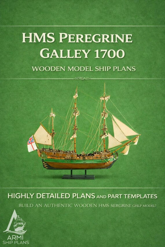 HMS Peregrine Galley Wooden Ship Model Plans, 1:60 Scale (instant
