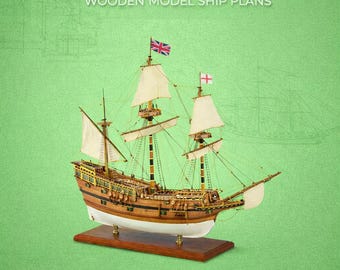 Mayflower Wooden Ship Model Plans, 1:60 Scale (PDF-TIF Download)