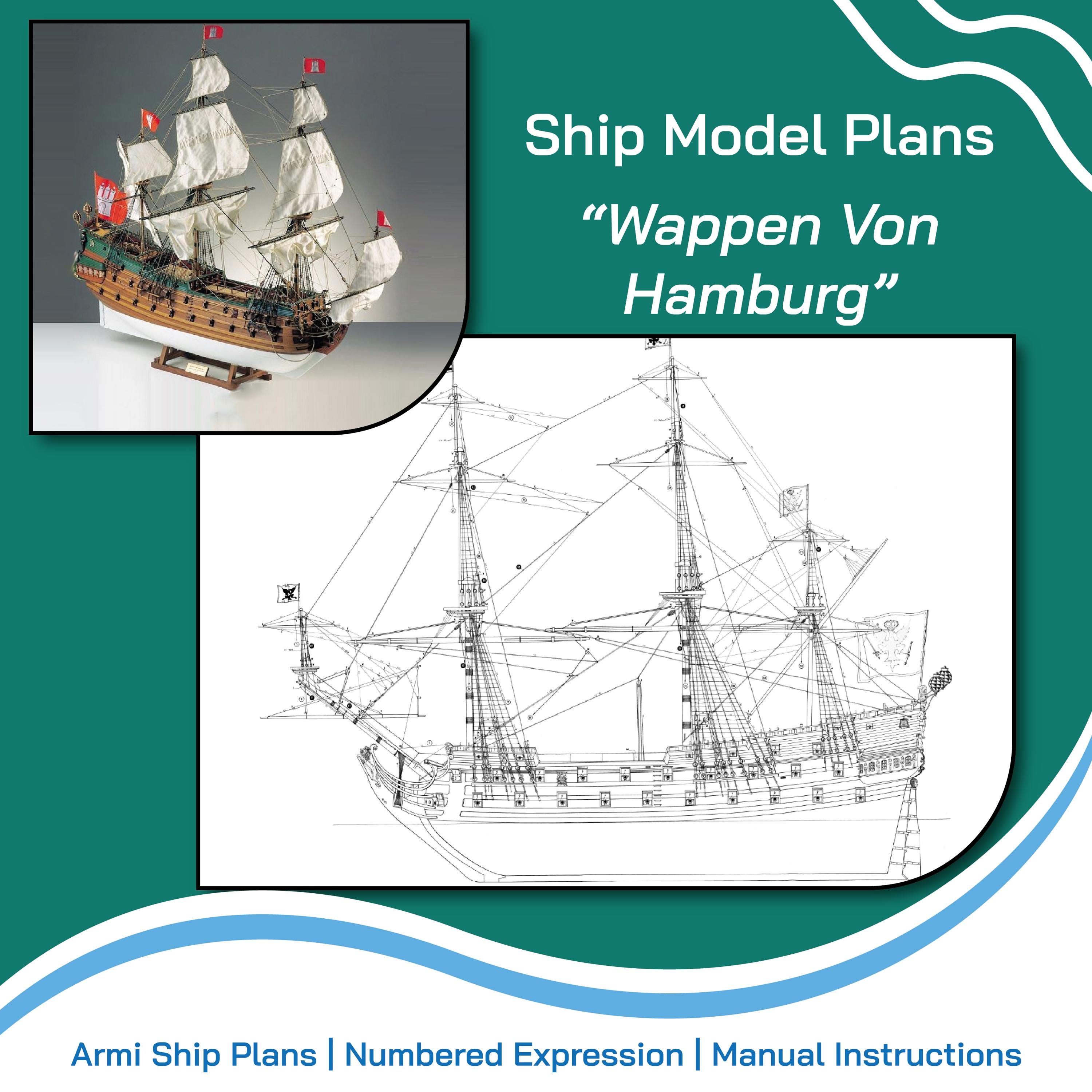 Wappen Von Hamburg Wooden Ship Model Plans, 1:75 Scale (digital