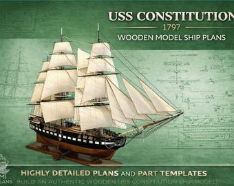 USSコンスティチューション 90 cm 手作り木製模型船ボート - 完全