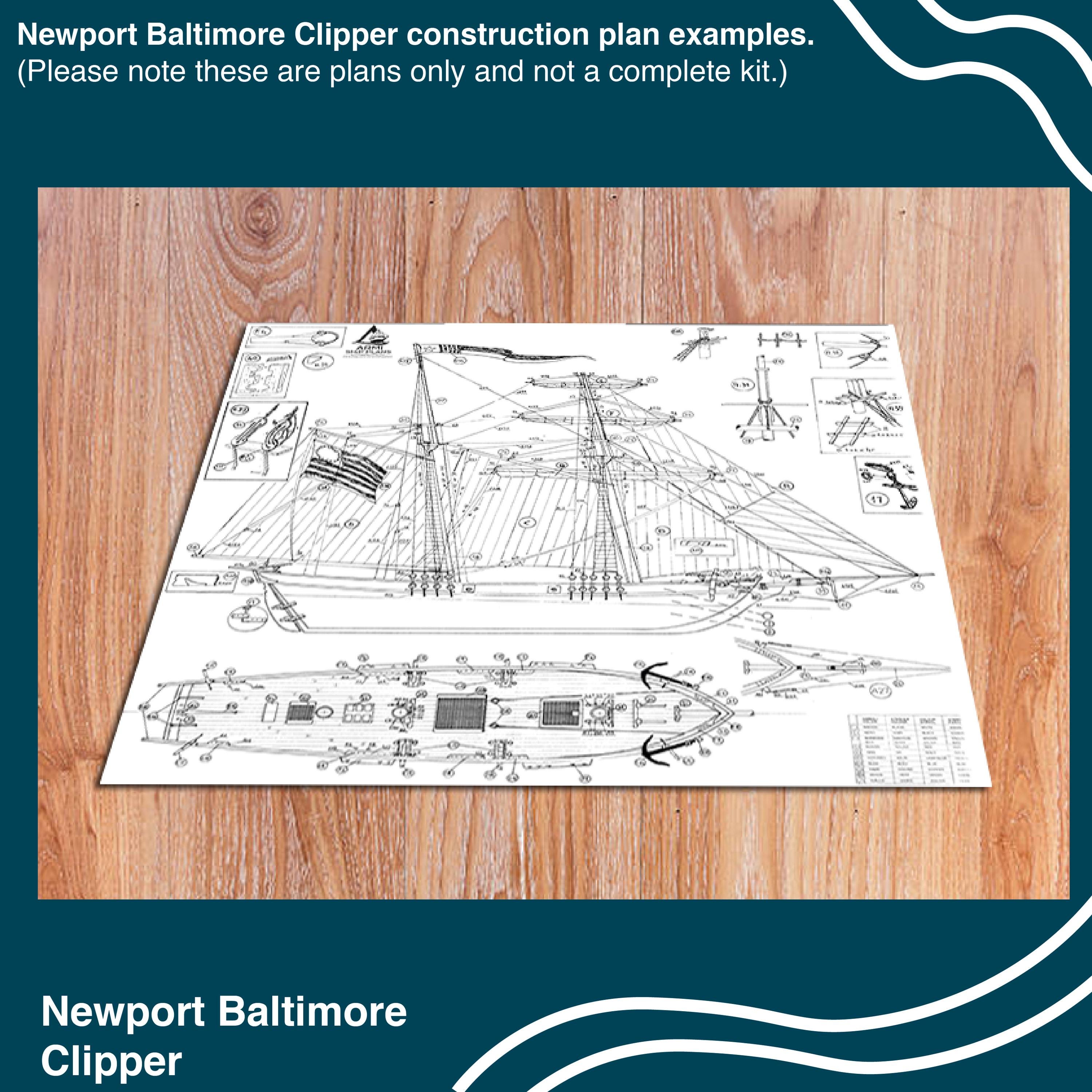 Newport Baltimore Clipper Wooden Ship Model Plans, 1:60 Scale (instant ...