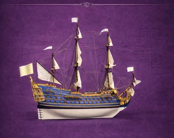 Le Soleil Royal Wooden Ship Model Plans, 1:60 Scale (digital