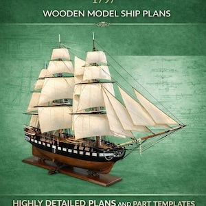 USS Constitution 1797 Wooden Ship Model Plans, 1:75 Scale (Digital Download)