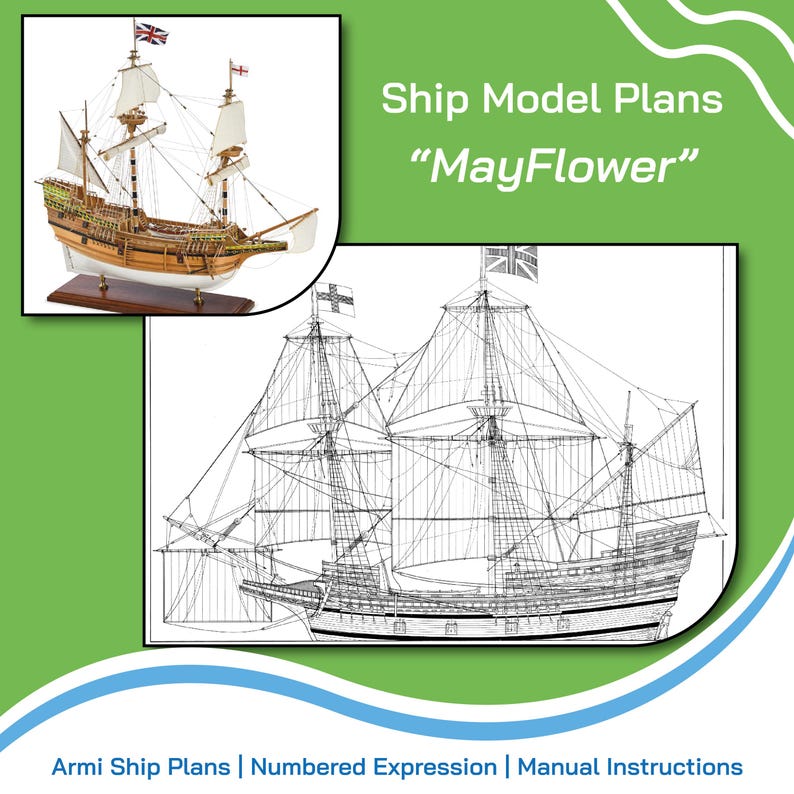 Mayflower Wooden Ship Model Plans, 1:60 Scale (PDF-TIF Download) - Etsy