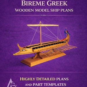 Bireme Greek Wooden Ship Model Plans, 1:60 Scale (PDF-TIF Download)