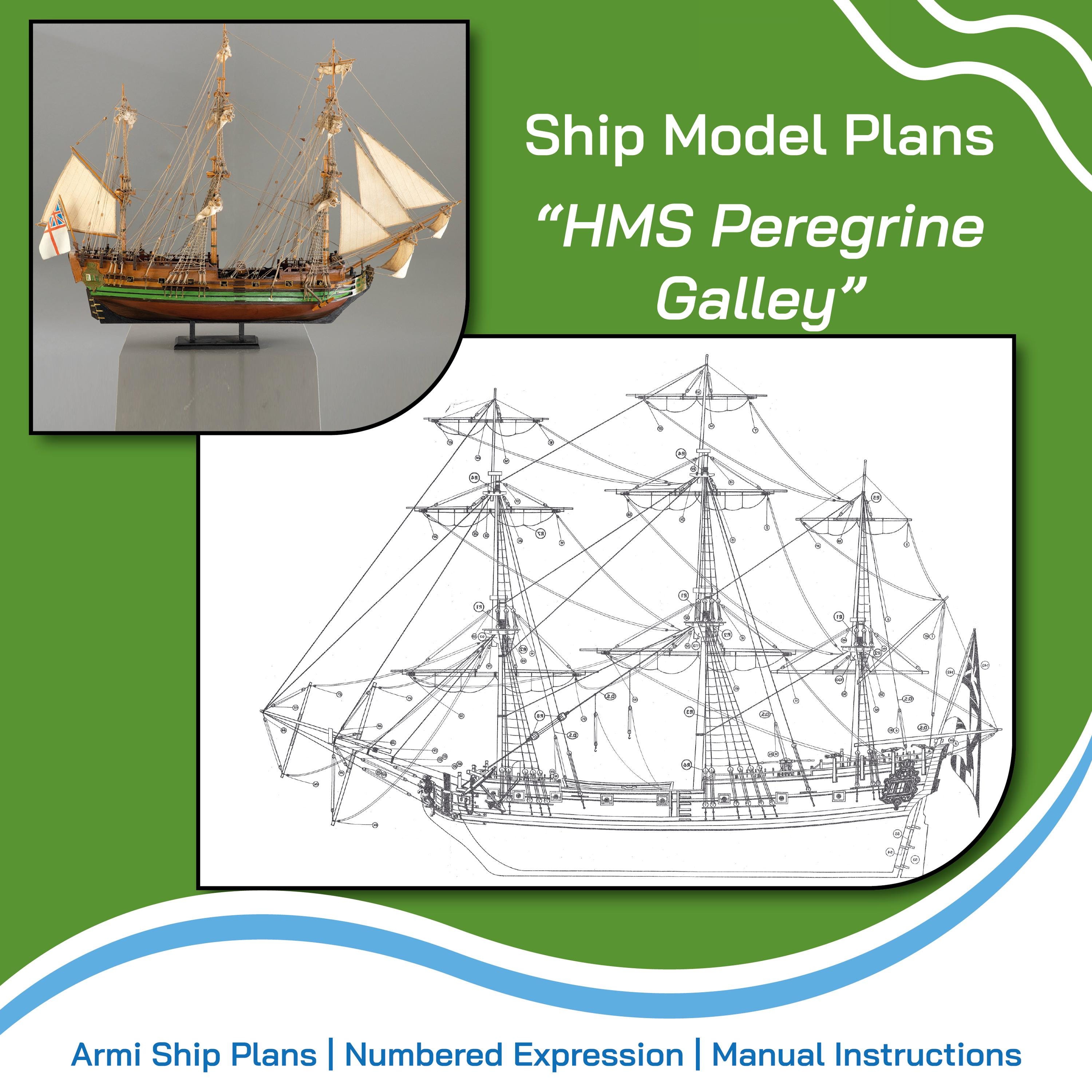 HMS Peregrine Galley Wooden Ship Model Plans, 1:60 Scale (instant