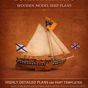 Botik Petra 1688 Wooden Ship Model Plans, 1:60 Scale (PDF-TIF Download)
