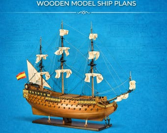 San Felipe 1690 Wooden Ship Model Plans, 1:75 Scale (PDF-TIF