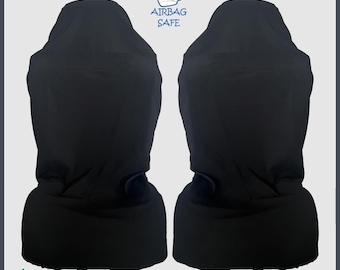 One Pair Australian Made Plain Black Universal Slip On Throw Over Seat Covers