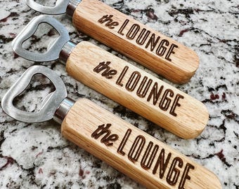 The Bottle Buddy - Custom Engraved Wood Bottle Opener Set of 3 - Personalized Gift