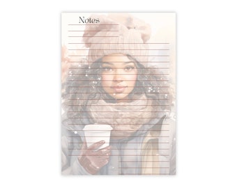 Coffee Queens Notepad Collection-Winter Beige Scarf and Hat