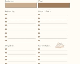 Beige Travel Planning Sheets