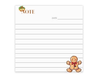 Gingerbread Man and Bells Sticky Note| Note Pads