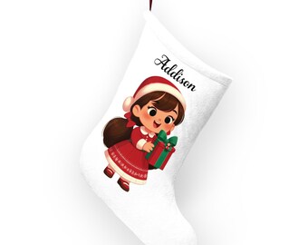 Santa Presents Personalized Christmas Stocking Girl 2