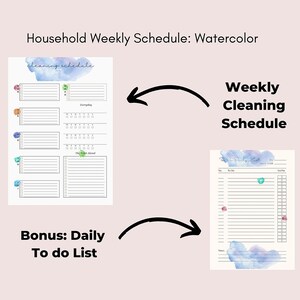 printable weekly cleaning schedule, editable chore chart, home organization planner, instant download