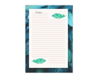 Blue Feather Notepad - 50 Pages, Customizable Sticky Notes