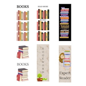Stacked Books - Set of 6 Bookmarks