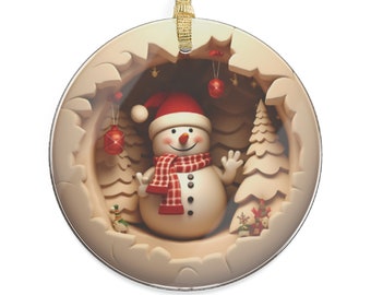 Snowman and Tree Acrylic Ornaments