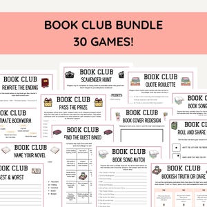 Zestaw gier Ultimate Book Club, 30 interaktywnych gier do druku dla miłośników książek, quizy, bingo i wiele więcej, zestaw gier imprezowych dla miłośników książek