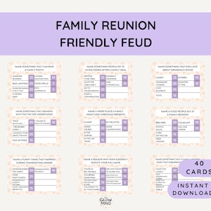 Family Reunion Feud Game: Fun Printable Cards (Digital Download)