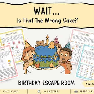Gra escape room „Tajemniczy tort urodzinowy” dla dzieci (PDF)