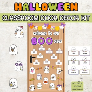 Druckbares Halloween Klassenzimmer Tür Dekor Kit, Willkommen in unserer BOO Crew