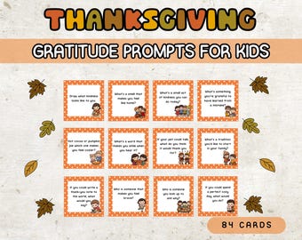 Thanksgiving Gratitude Prompts for Kid, Classroom Thanksgiving Activity