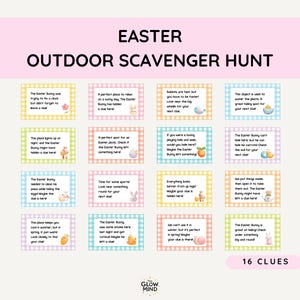 Easter Outdoor Scavenger Hunt Game, Printable Easter Egg Hunt Clues, Outdoor Easter Egg Hunt Clues, Printable Easter Bunny Clues