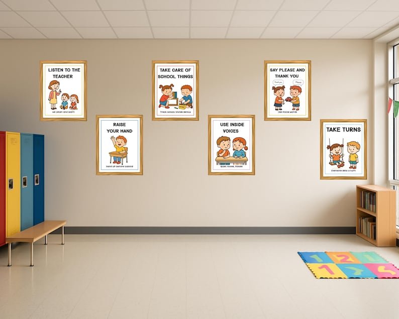Classroom Rules Posters: Bright & Positive Signs (printable PDF ...