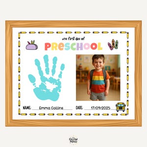 First Day of Preschool Handprint Keepsake: School Memory Sheet (PDF Download)