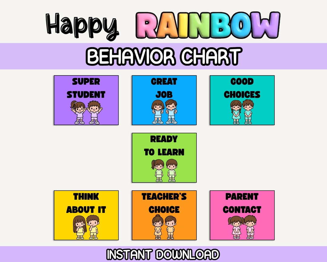 Rainbow Behavior Clip Chart | Classroom Management System | Editable ...