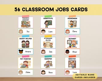 Classroom Jobs Cards: Fun Responsibility Cards for Teachers (PDF Download)