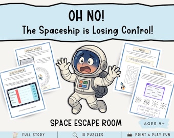 Asteroid Alert Space Escape Room Game: Family Adventure (Printable)