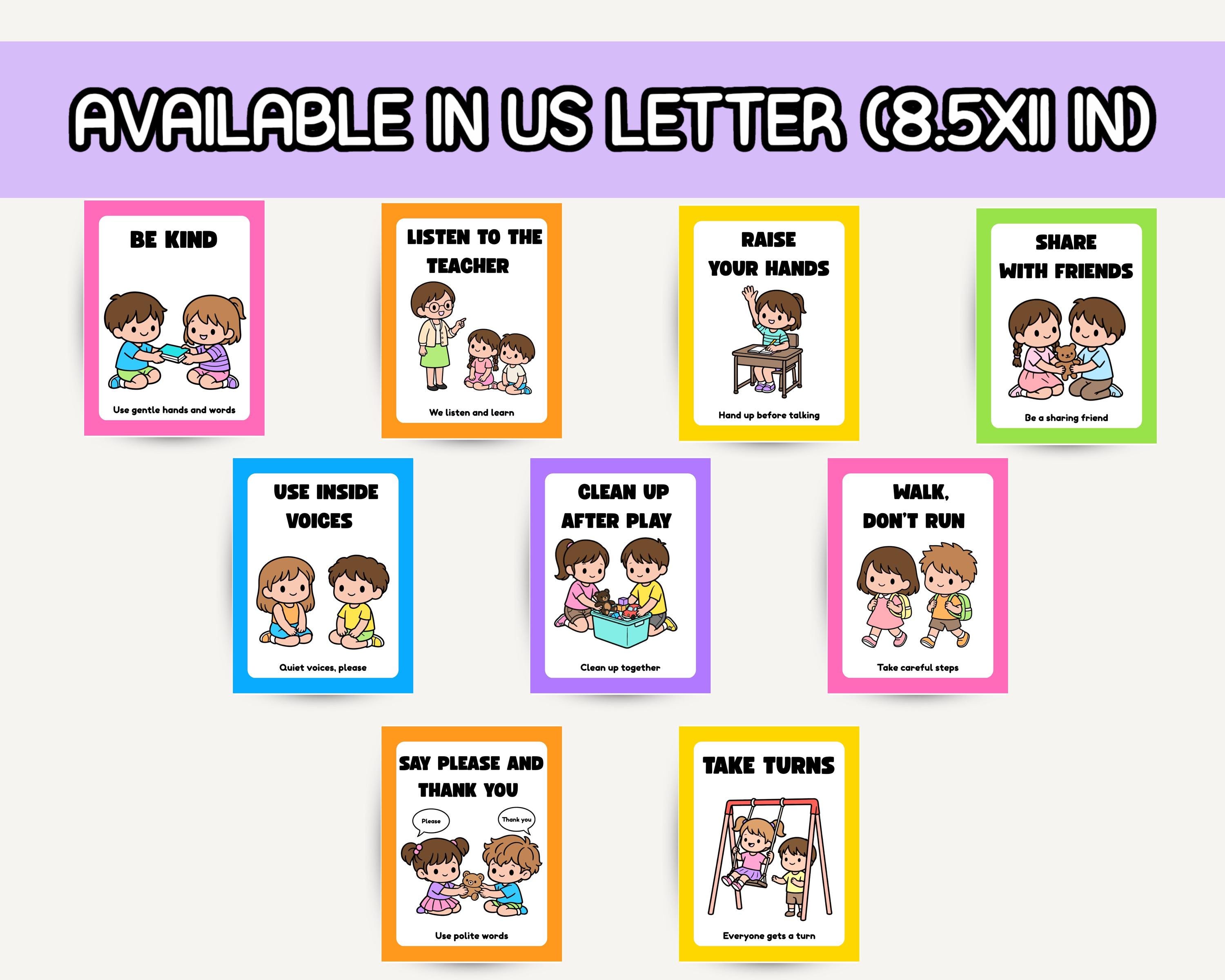 Happy Rainbow Classroom Rules Posters | Behavior Expectations ...