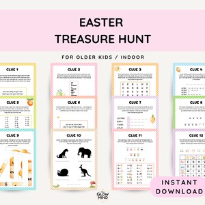 Ostern Indoor Schatzsuche, Indoor Ostern Hinweisspiel für ältere Kinder, Osterei Schnitzelsuche, Ostereiersuche, Osterhase Hinweise