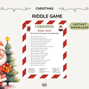 Kerstraadselspel, afdrukbare kerstraadsels, raadselspel met kerstthema, perfect voor bijeenkomsten en evenementen