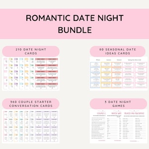Pacote de encontro romântico para casais, cartões para iniciar conversas e ideias para encontros noturnos, atividades de relacionamento para casais, ideias divertidas para encontros noturnos