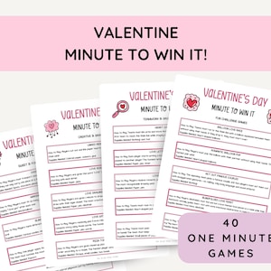Valentine&#39;s Minute to Win It Games: 40 Printable Challenges (Digital Download)