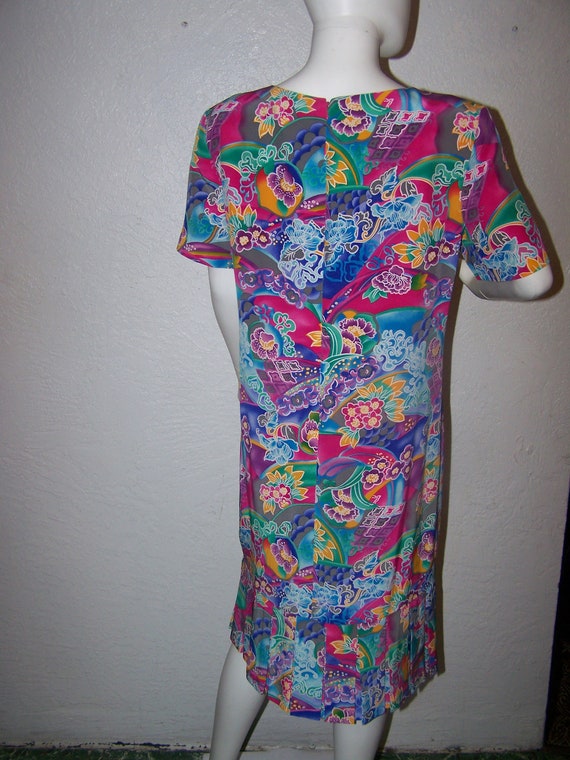 1990s Liz Claiborne Dress Size 8 Silk Colorful Pr… - image 6