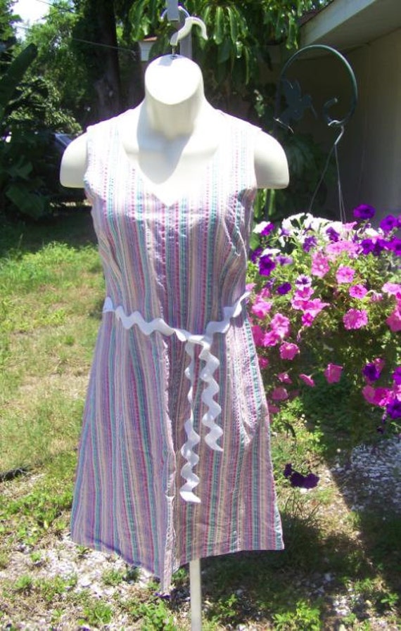 Vintage Pastel Striped Dress with JUMBO Ric Rac Be