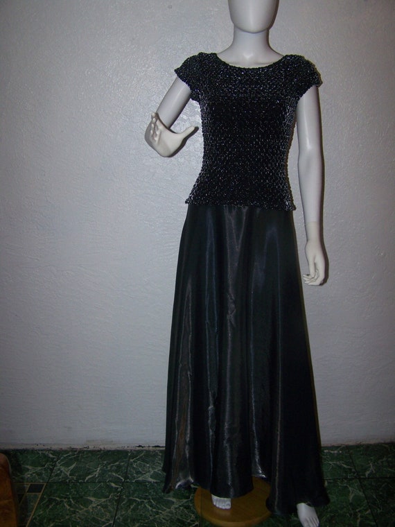 SALE Vintage 90s Long shimmery Silver Gray Gown JS